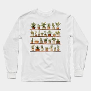 House Plants - Earthy Boho Watercolor Design Long Sleeve T-Shirt